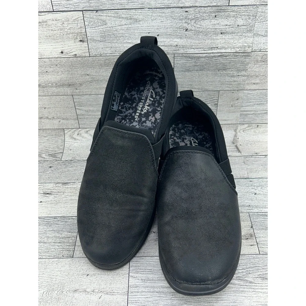 Clarks Cloudsteppers Women Sz 6.5 M‎ Black Slip On Comfort Shoes 261689544040